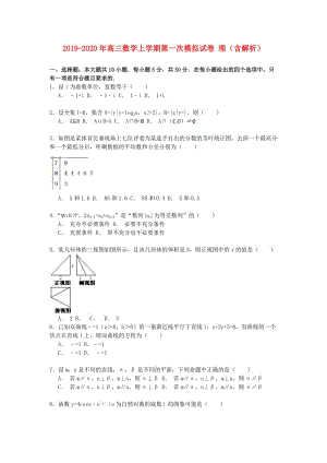 2019-2020年高三數(shù)學(xué)上學(xué)期第一次模擬試卷 理（含解析）.doc