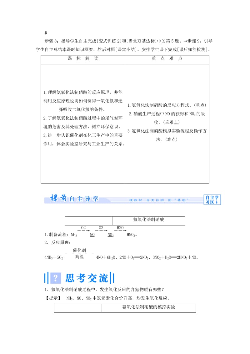 2019-2020年高中化学 主题1 空气资源 氨的合成 课题3 氨氧化法制硝酸教案 鲁科版选修2.doc_第2页