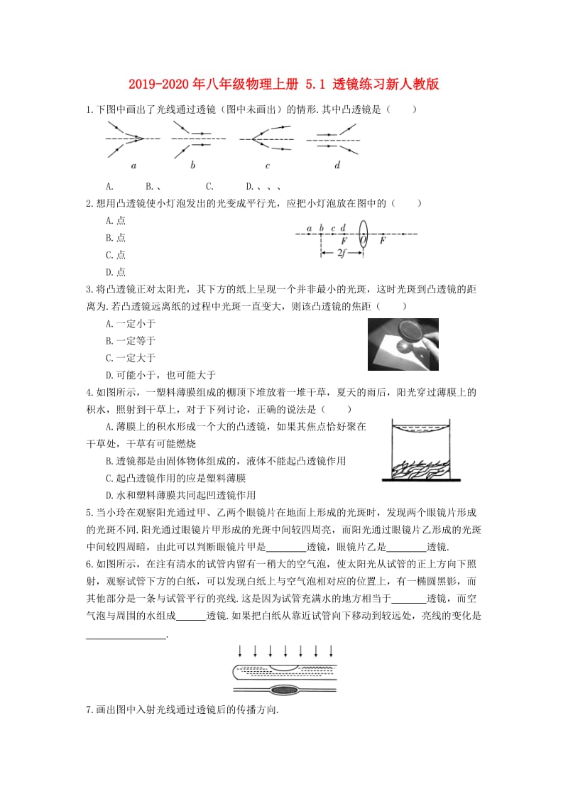 2019-2020年八年级物理上册 5.1 透镜练习新人教版.doc_第1页