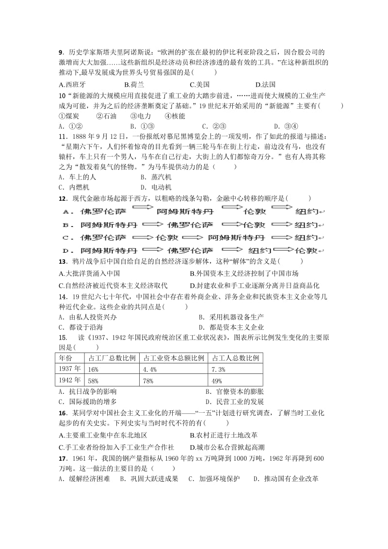 2019-2020年高一5月月考历史试题 含答案(I).doc_第2页