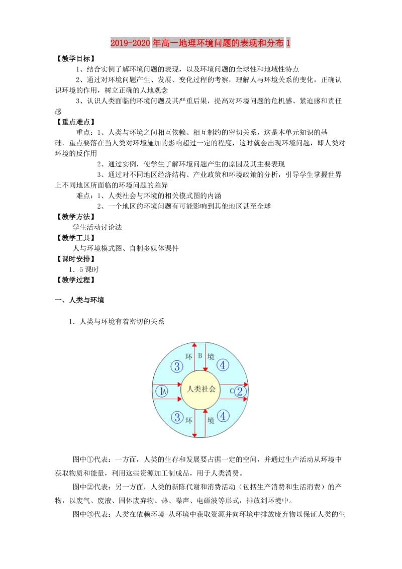 2019-2020年高一地理环境问题的表现和分布1.doc_第1页