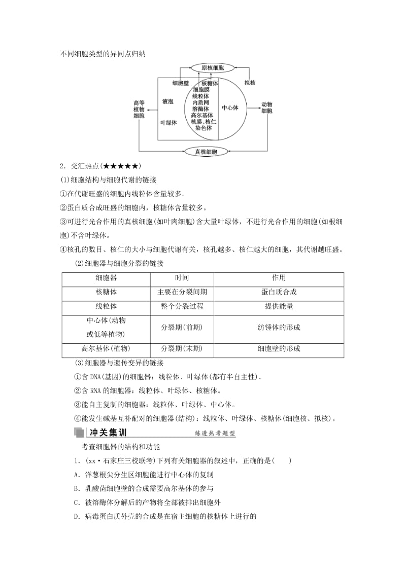 2019-2020年高考生物考前冲刺复习 第1部分 专题突破方略 专题二 细胞的基本结构讲义.doc_第3页