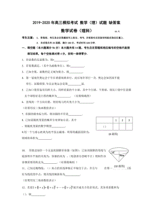 2019-2020年高三模擬考試 數(shù)學(xué)（理）試題 缺答案.doc