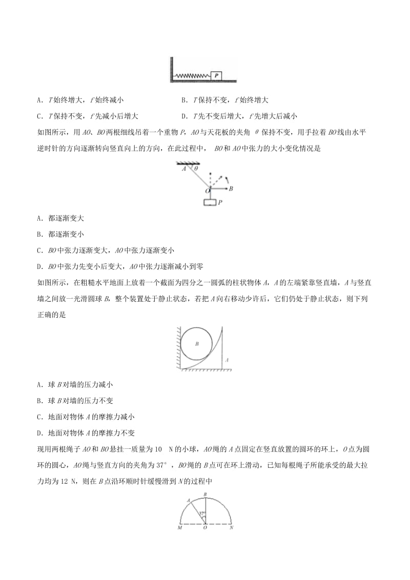 2019-2020年高考物理一轮复习 每日一题（第03周）动态平衡问题的分析.doc_第2页