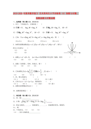 2019-2020年高考數(shù)學(xué)復(fù)習(xí) 藝術(shù)類考生小節(jié)訓(xùn)練卷（6）指數(shù)與對(duì)數(shù)、指數(shù)函數(shù)與對(duì)數(shù)函數(shù).doc