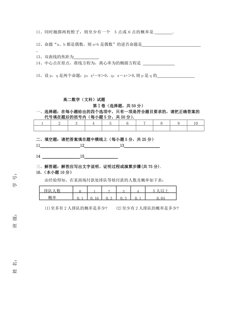 2019-2020年高二数学下学期期中试题 文.doc_第2页