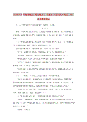 2019-2020年高考語文二輪專題復(fù)習(xí) 專題五 文學(xué)類文本閱讀（一）小說真題例示.doc