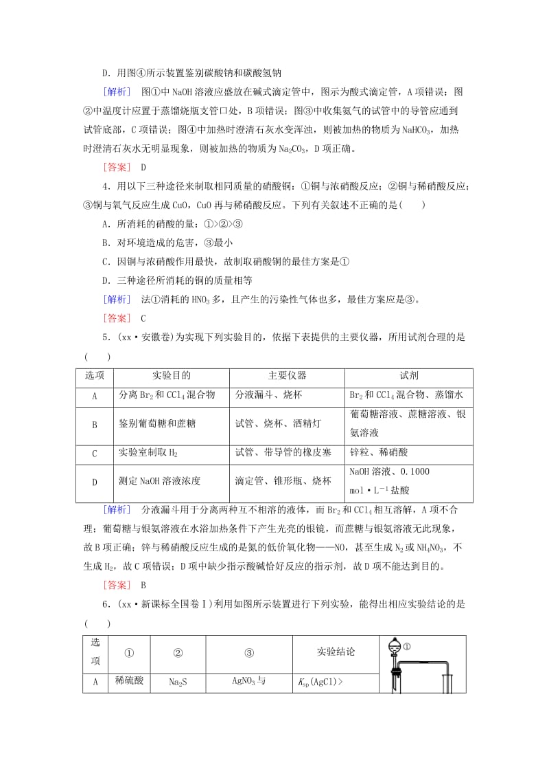 2019-2020年高考化学二轮复习 专题跟踪训练12 第一部分 专题四 化学实验基础 第12讲 化学实验方案与设计.doc_第2页