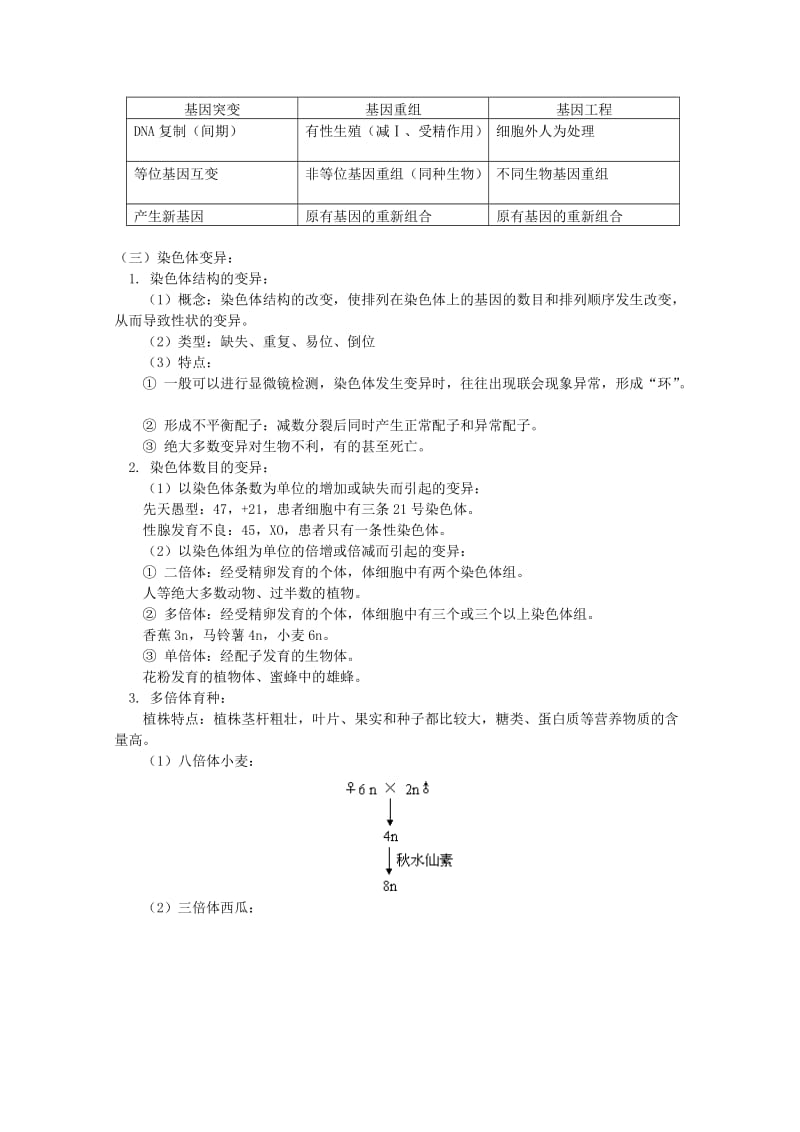 2019-2020年高三生物专题复习 生物的变异教案.doc_第2页