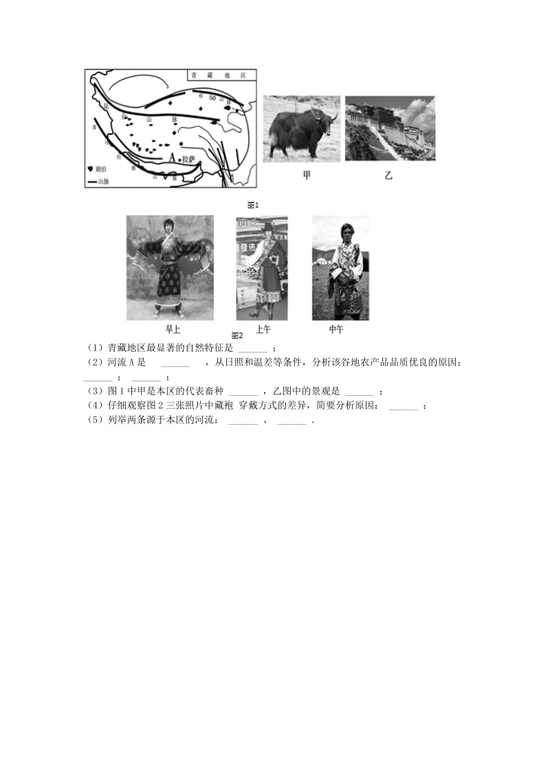 2019-2020年八年级地理下册第九章青藏地区单元综合测试题（新版）新人教版.doc_第2页