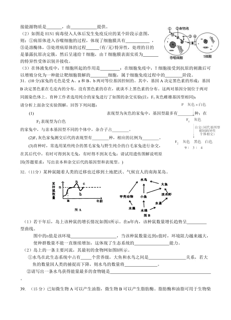 2019-2020年高三第一次月考理综生物试题.doc_第3页