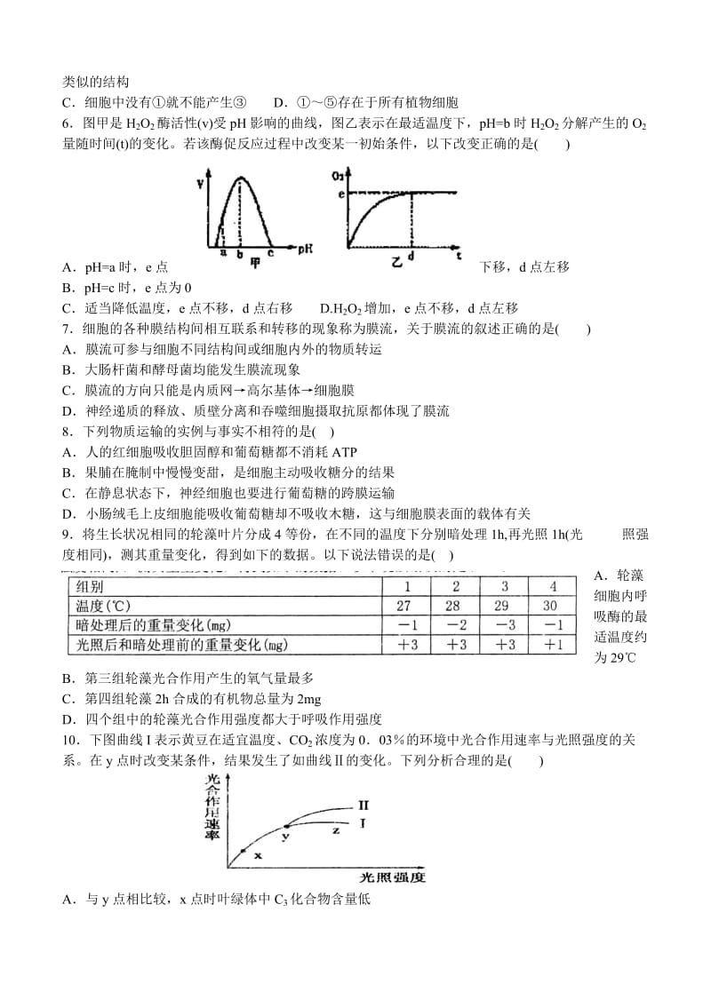 2019-2020年高三上学期期末质量检测生物试题.doc_第2页