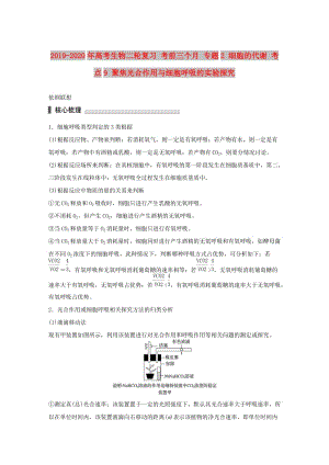 2019-2020年高考生物二輪復習 考前三個月 專題2 細胞的代謝 考點9 聚焦光合作用與細胞呼吸的實驗探究.doc