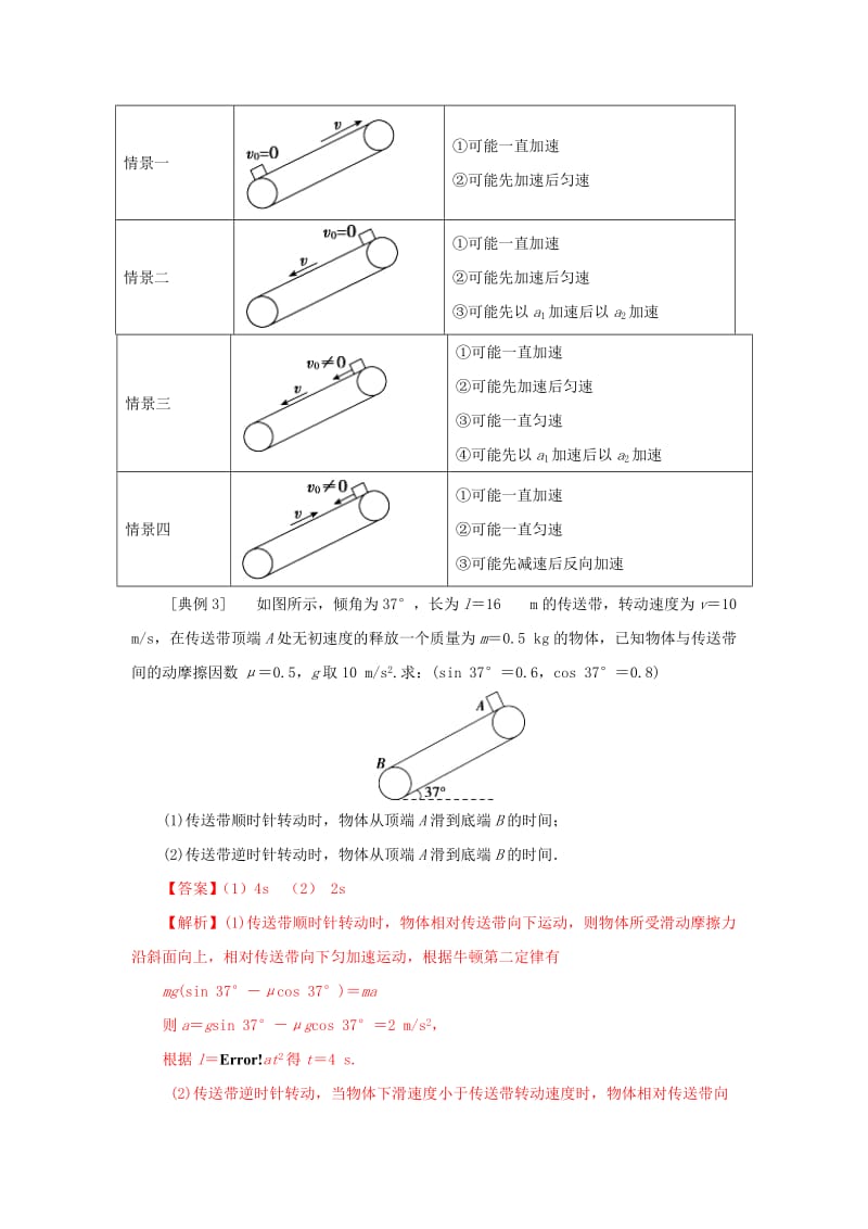 2019-2020年高一物理力学专题提升专题11牛顿运动定律的应用之传送带模型.doc_第3页