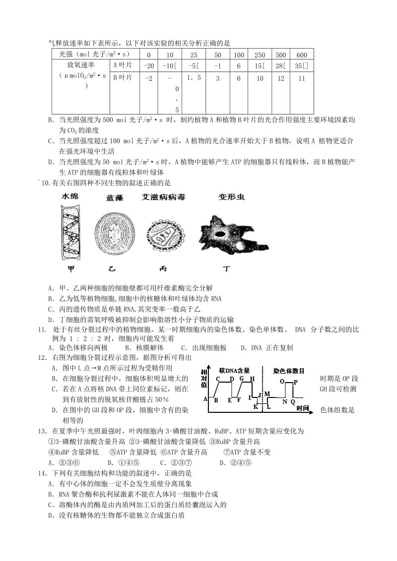 2019-2020年高三生物上学期阶段性测试试题.doc_第2页