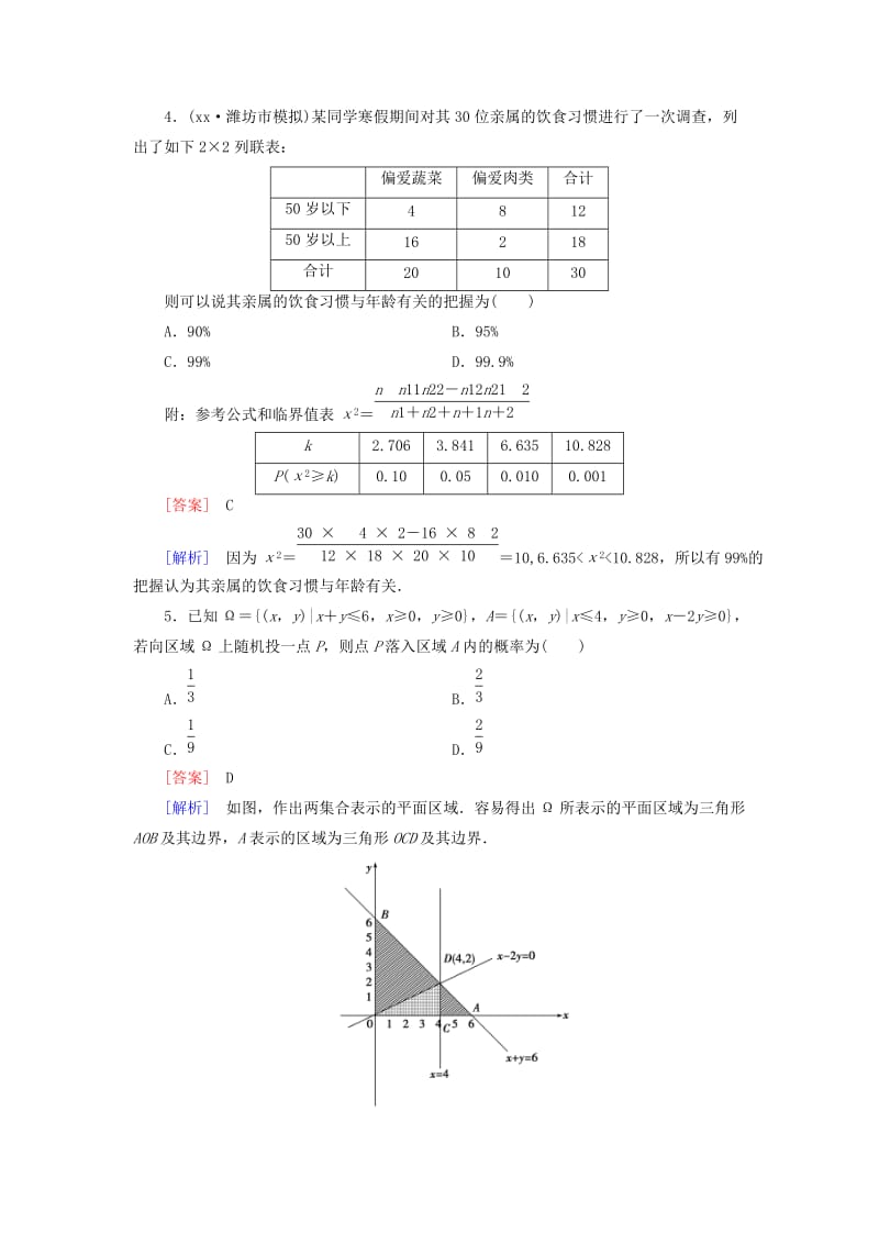 2019-2020年高考数学二轮复习 第2部分 大专题综合测7 概率与统计 文（含解析）.doc_第2页