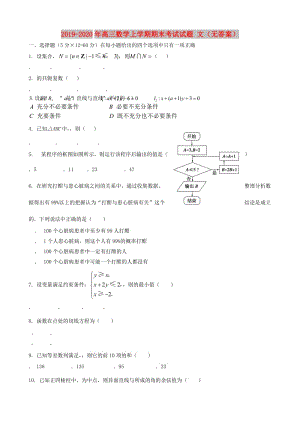 2019-2020年高三數(shù)學(xué)上學(xué)期期末考試試題 文（無答案）.doc