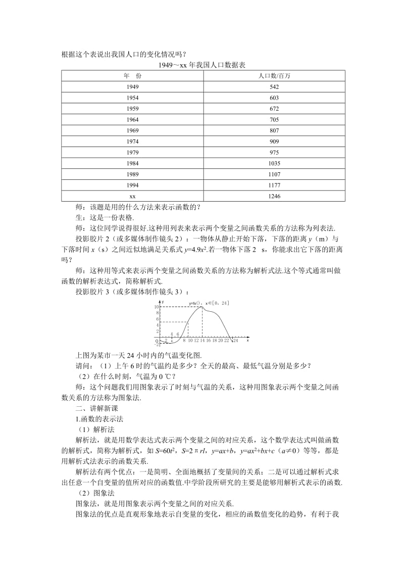 2019-2020年高中数学《函数及其表示-1.2.2函数的表示法》说课稿1 新人教A版必修1.doc_第2页