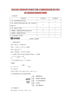 2019-2020年高考化學一輪復習 專題4 金屬及其化合物 第一單元 鈉、鎂及其化合物學案 蘇教版.doc