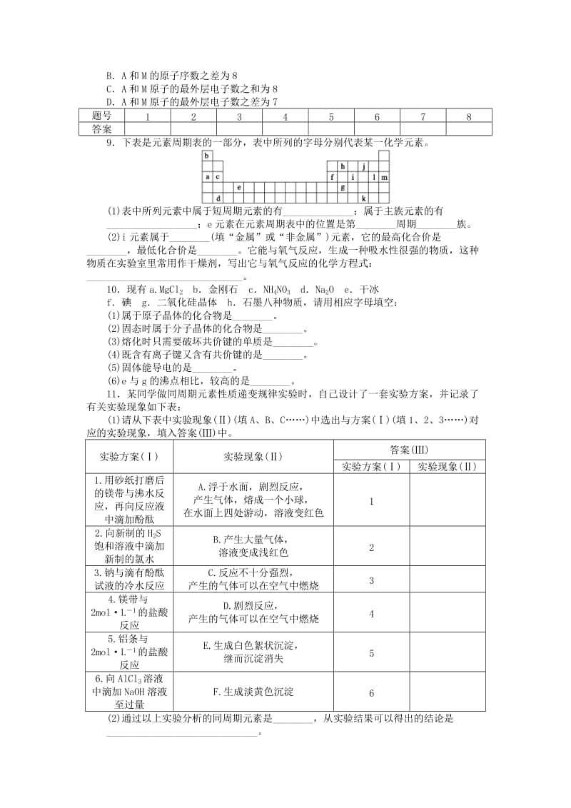 2019-2020年高中化学专题1微观结构与物质的多样性课时作业苏教版.doc_第2页