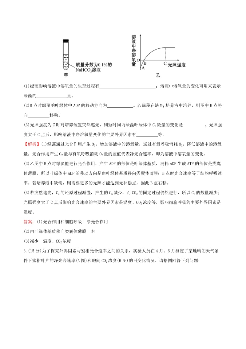 2019-2020年高考生物二轮复习 题型专练 高考大题集训练1 细胞代谢.doc_第2页