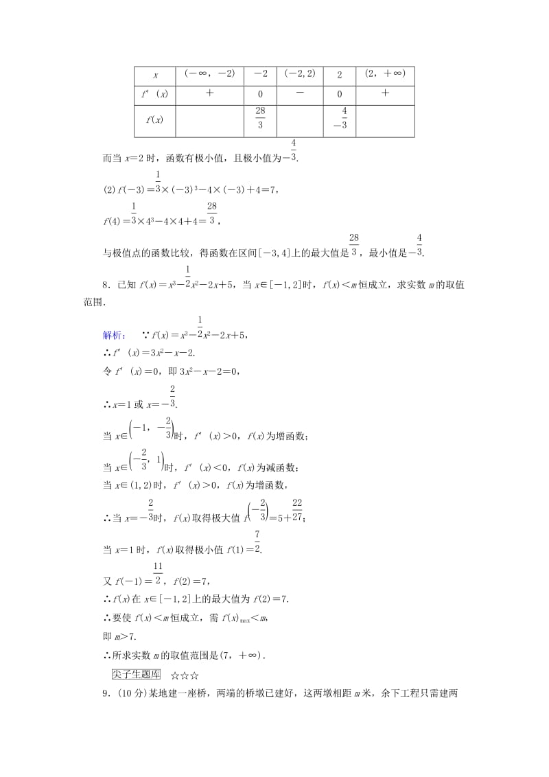 2019-2020年高中数学第4章导数应用2.2最大值最小值问题课后演练提升北师大版选修.doc_第3页