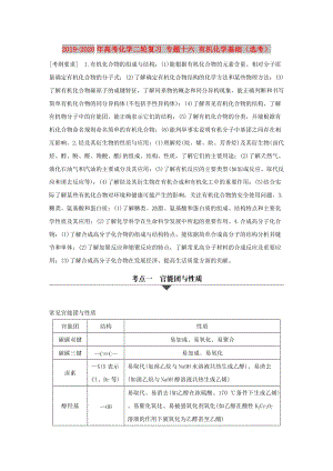 2019-2020年高考化學(xué)二輪復(fù)習(xí) 專題十六 有機(jī)化學(xué)基礎(chǔ)（選考）.doc