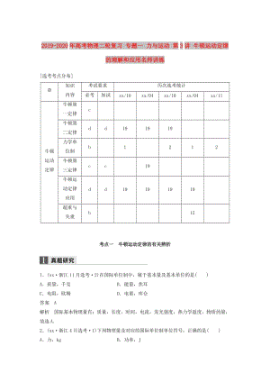 2019-2020年高考物理二輪復(fù)習(xí) 專題一 力與運動 第3講 牛頓運動定律的理解和應(yīng)用名師講練.doc