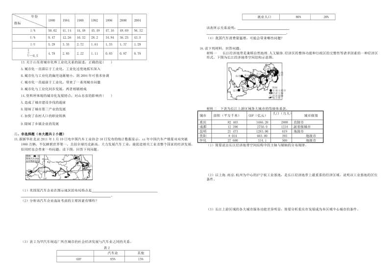 2019-2020年高三地理二轮复习 周测卷十一 工业专题（含解析）.doc_第2页