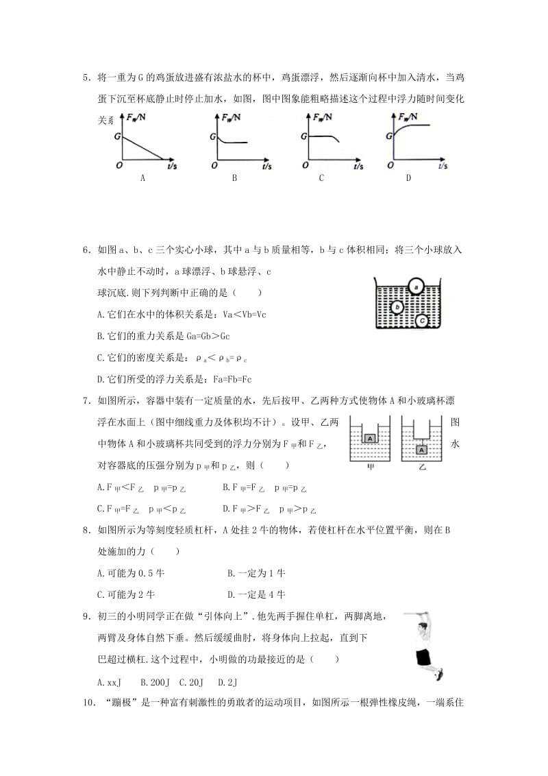 2019-2020年八年级下学期期末考试物理试题(V).doc_第2页