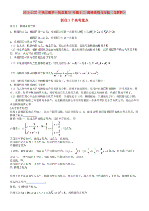 2019-2020年高三數(shù)學一輪總復習 專題十二 圓錐曲線與方程（含解析）.doc