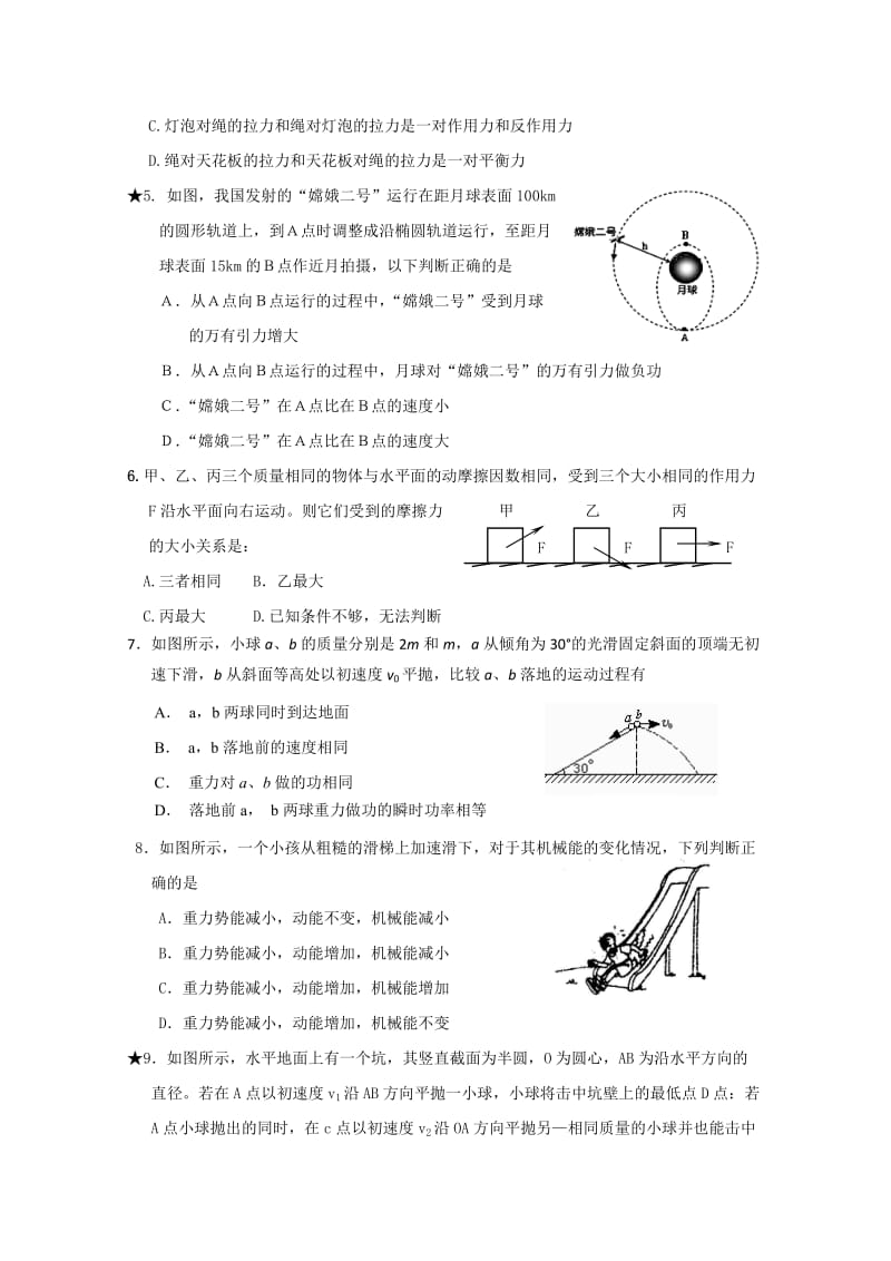 2019-2020年高一下学期期末考试物理试题(VI).doc_第2页