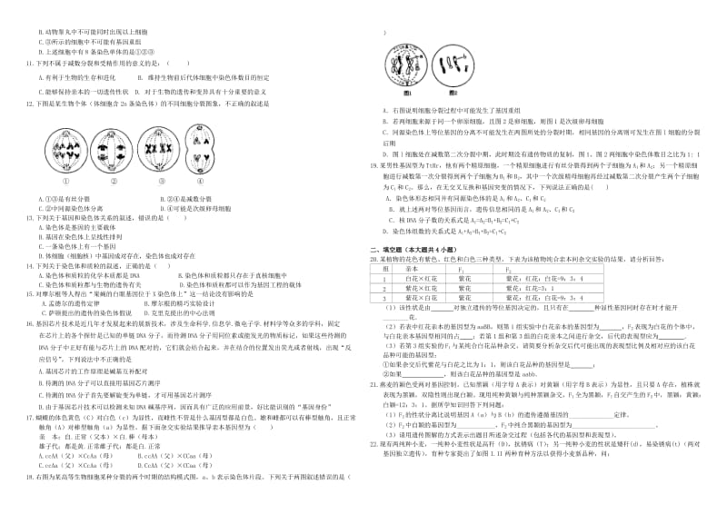 2019-2020年高三生物二轮复习 周测卷（八）基因和染色体的关系（含解析）.doc_第2页