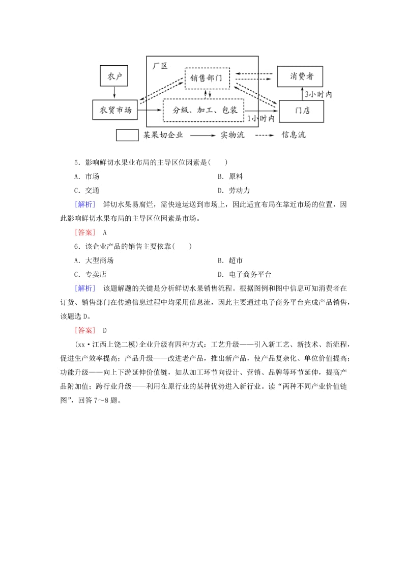 2019-2020年高考地理二轮复习 第三部分 考前30天 专题四 考前高频考点再练 考点11 工业区位.doc_第3页