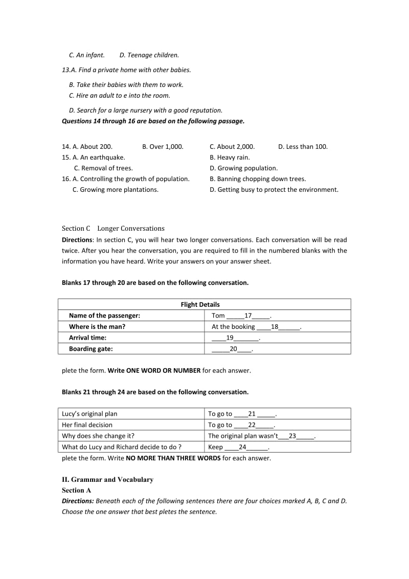 2019-2020年高三上学期质量调研考试英语试卷.doc_第2页