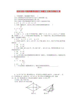 2019-2020年高考數(shù)學(xué)總復(fù)習(xí) 專題五 立體幾何練習(xí) 理.doc