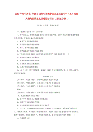 2019年高中歷史 專題2 近代中國(guó)維護(hù)國(guó)家主權(quán)的斗爭(zhēng)（五）列強(qiáng)入侵與民族危機(jī)課時(shí)達(dá)標(biāo)訓(xùn)練 人民版必修1.doc