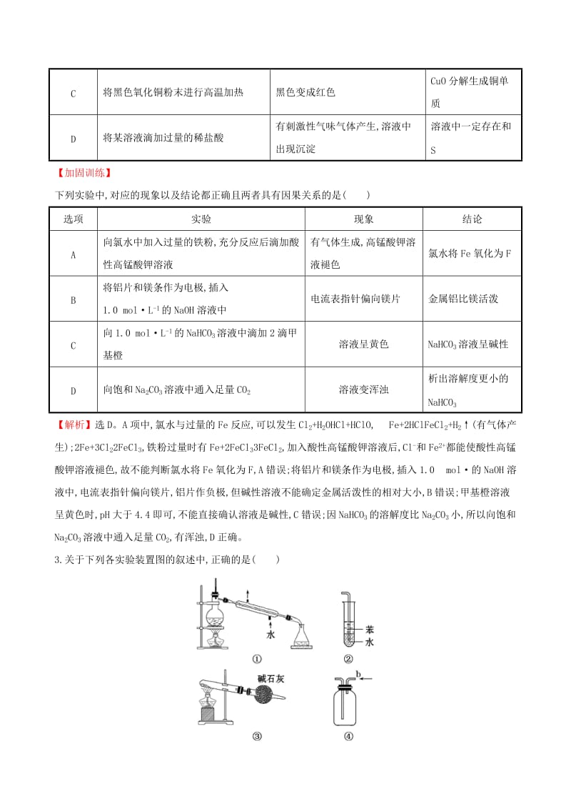 2019-2020年高考化学二轮复习热考小题专攻练十五化学实验.doc_第2页