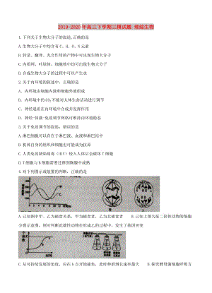 2019-2020年高三下學(xué)期三模試題 理綜生物.doc