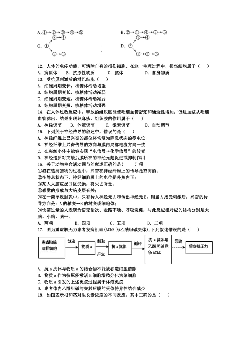 2019-2020年高二上学期第三次月考（期中）生物试题 含答案.doc_第3页