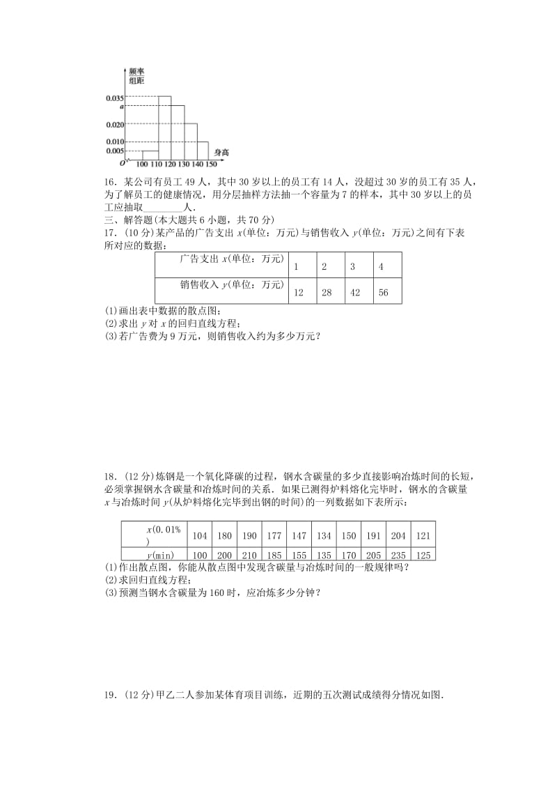 2019-2020年高中数学第2章统计单元检测B卷新人教A版必修.doc_第3页