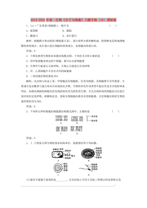 2019-2020年高一生物《分子與細胞》習題專練（29）課標版.doc