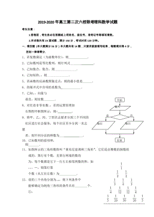 2019-2020年高三第二次六校聯(lián)考 理科數(shù)學試題.doc