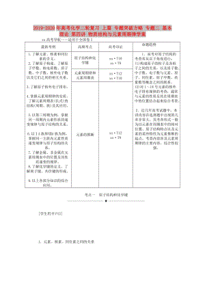 2019-2020年高考化學二輪復習 上篇 專題突破方略 專題二 基本理論 第四講 物質(zhì)結構與元素周期律學案.doc