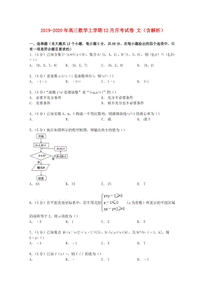 2019-2020年高三數(shù)學(xué)上學(xué)期12月月考試卷 文（含解析）.doc