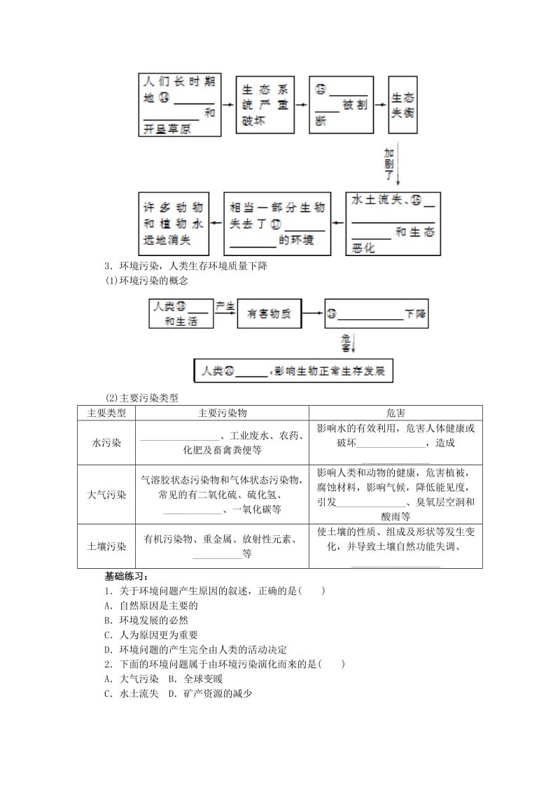 2019-2020年高一地理下学期4.1《人类面临的主要环境问题》导学案 新人教版.doc_第2页