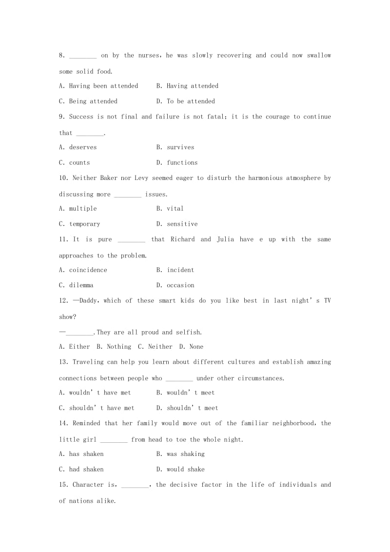 2019-2020年高考英语二轮复习 题型组合练（六）.doc_第2页