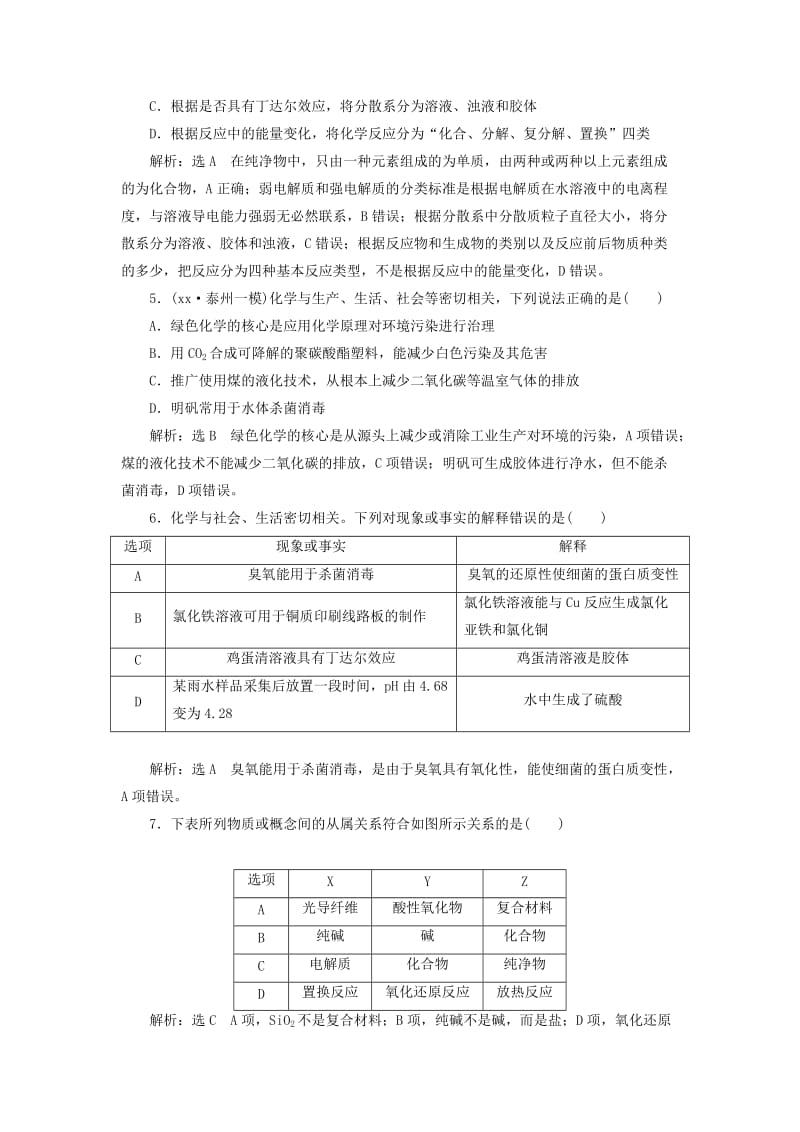 2019年高考化学一轮复习 第一板块 专题二 化学物质及其变化 跟踪检测（二）物质的组成、性质与分类.doc_第2页