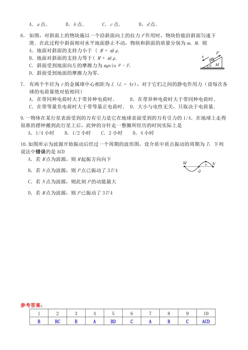 2019-2020年高三物理 选择题专项训练(1).doc_第2页