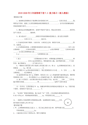 2019-2020年八年級(jí)物理下冊(cè)7.3 重力練習(xí)（新人教版）.doc